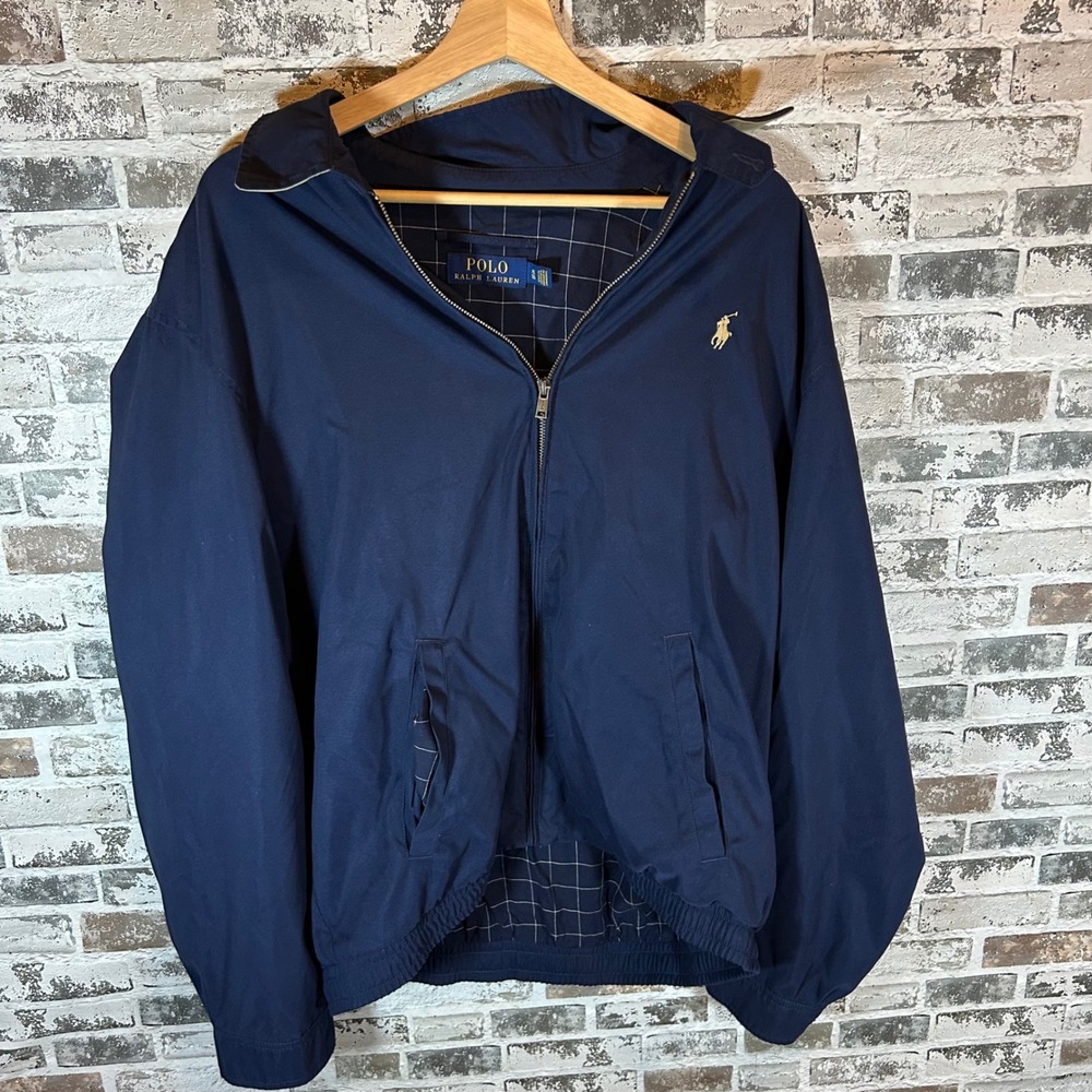 Polo Ralph Lauren Windbreaker Jacket Mens XL Navy Blue Zip Up Pony